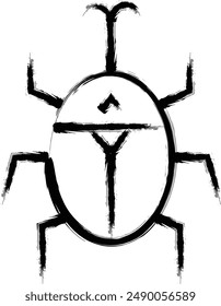 Brush-written mini insect illustration icon rhinoceros beetle