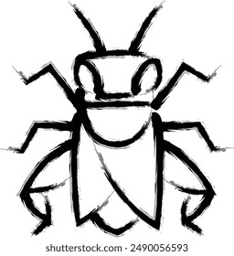 Brush-written mini insect illustration icon grasshopper