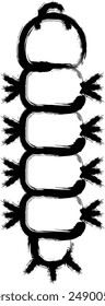 Brush-written mini insect illustration icon caterpillar