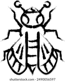 Brush-written mini insect illustration icon bee