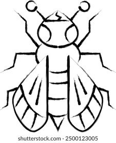 Brush-written mini insect illustration icon bee