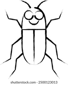 Brush-written mini insect illustration icon firefly