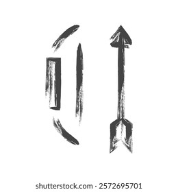 Brush-written sports-related single item icon bow and arrow