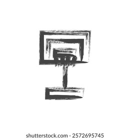 Brush-written sports-related single item icon basketball goal