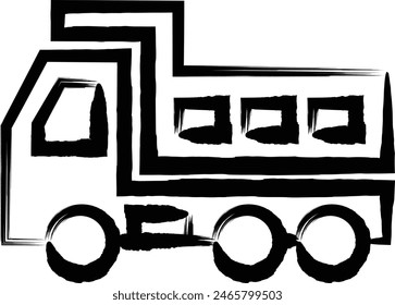 Brush-written vehicle icon illustration dump truck