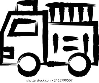 Brush-written vehicle icon illustration fire engine