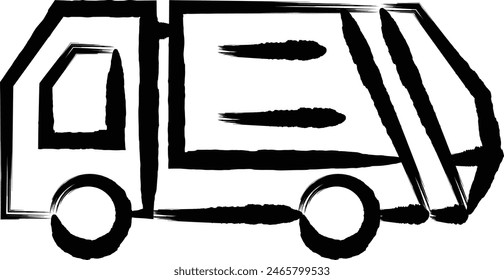 Brush-written vehicle icon illustration garbage truck