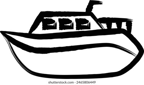 Brush-written vehicle icon illustration pleasure boat