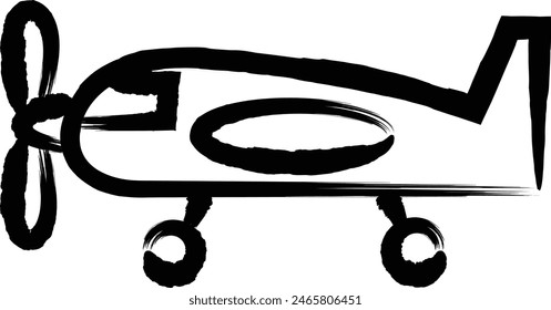 Brush-written vehicle icon illustration propeller plane