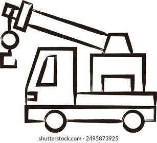 Brush-written vehicle single item icon Crane truck