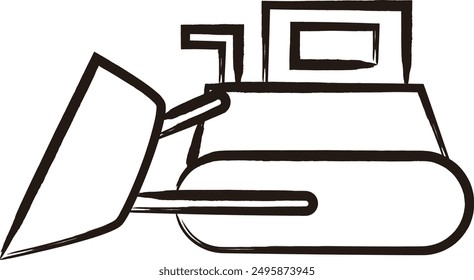 Brush-written vehicle single item icon bulldozer