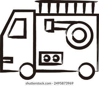 Brush-written vehicle single item icon fire engine