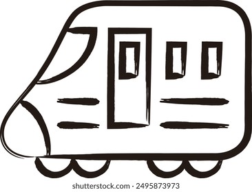 Brush-written vehicle single item icon high-speed train