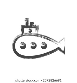 Brush-written vehicle-related single icon submarine