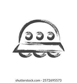 Brush-written vehicle-related single icon UFO