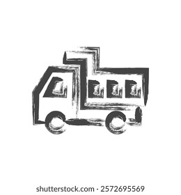 Brush-written vehicle-related single item icon dump truck