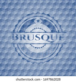 Emblema azul de pincel o placa con fondo de patrón geométrico abstracto. Ilustración vectorial. Detallado.