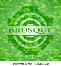 Brusque green emblem. Mosaic background. Vector Illustration. Detailed.