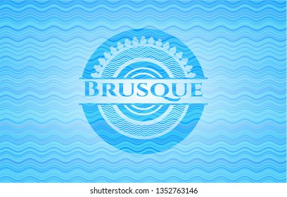 Brusque sky blue water wave emblem background.