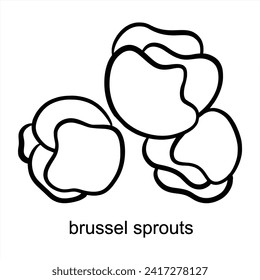 Brussel Sprouts - Black Outline Blank Fill For Coloring Book Vector Art 