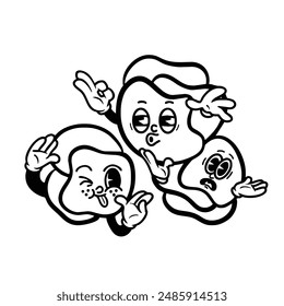 Brussel Sprouts Character Illustration Design Black Outline For Coloring Book 