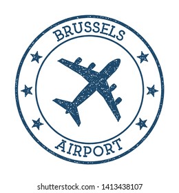 Brussels Airport logo. Airport stamp vector illustration. Brussels aerodrome.