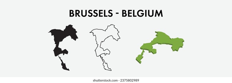 Brüssel Belgien Stadtplan setzt Vektorgrafik-Design einzeln auf weißem Hintergrund. Konzept der Reise und Geografie.
