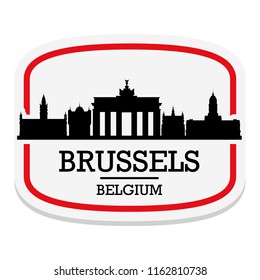 Brussels Belgium Label Stamp Icon Skyline City Design Tourism