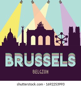 Brussels Belgium skyline silhouette flat design vector illustration