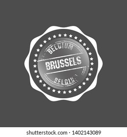 Brussels Belgium Stamp  - grunge stamp. circle label.