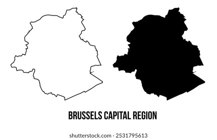 Bruxelas Capital Região mapa esboço e preto silhueta vetor