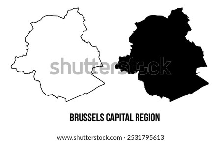 Brussels Capital Region map outline and black silhouette vector