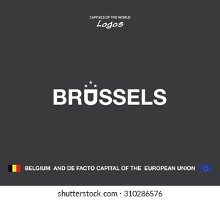 Brussels - capitals of the world logo set