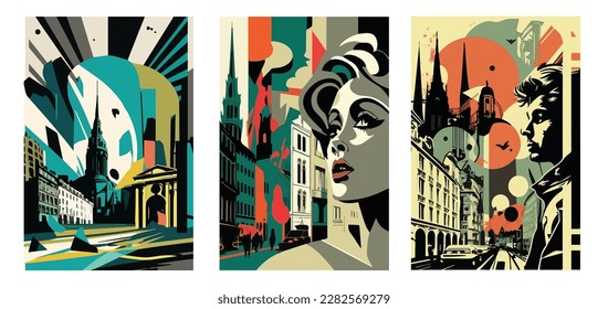 Brussels City Collage Minimalist Illustration Featuring Famous Landmarks And Colorful Scenes Of The Belgian Capital. Minimalist Illustration vector art