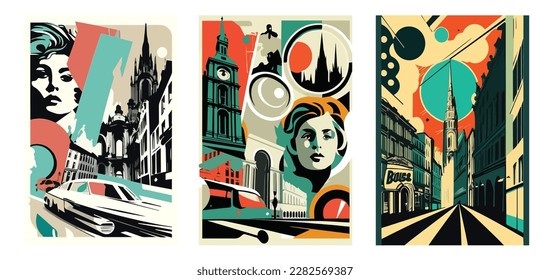 Brussels City Collage Minimalist Illustration Featuring Iconic Landmarks And Scenes Of The Belgian Capital'S Vibrant Urban Culture. Minimalist Illustration vector art