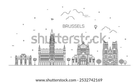 Brussels City Line View. Vector illustration