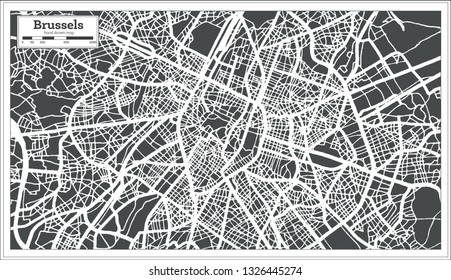 Stadtplan Brüssel im Retro-Stil. Übersicht. Vektorgrafik.