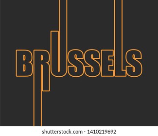 Brussels city name in geometry style design. Creative vintage typography poster concept.
