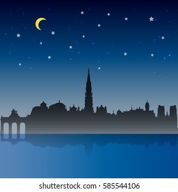 Brussels City Night Scene 