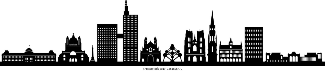 Brussels City Skyline Vector Silhouette