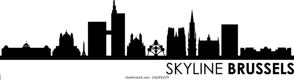Brussels City Skyline Vector Silhouette