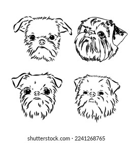 Brussels Griffon Dog, Pet Portrait, Brussels Griffon Dog Line Art, Pet Line Art, Pet Tattoo, Line Drawing, Dog Art, Minimalist