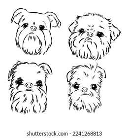 Brussels Griffon Dog, Pet Portrait, Brussels Griffon Dog Line Art, Pet Line Art, Pet Tattoo, Line Drawing, Dog Art, Minimalist