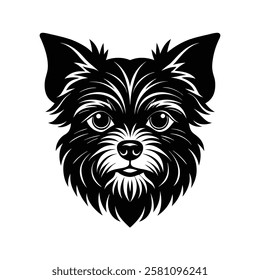 Brussels griffon small dog head silhouette vector