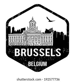 Brussels grunge rubber stamp on white, vector illustration