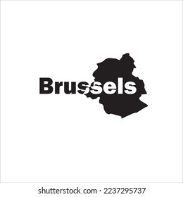 Brussels map and black lettering design on white background