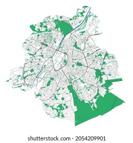 Brussels map. Detailed map of Brussels city administrative area. Cityscape panorama. Royalty free vector illustration. Outline map with highways, streets, rivers. Tourist decorative street map.