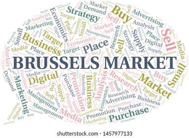 Brussels Market word cloud. Vector made with text only