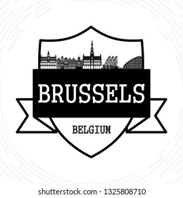 Esquina de Bruselas - ilustración vectorial en blanco y negro