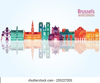 Brussels skyline detailed silhouette. Vector illustration